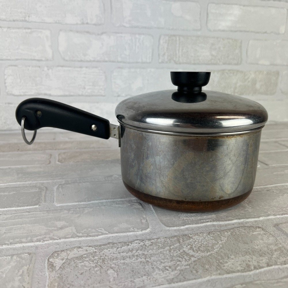 Revere Ware 1Qt 1801 Copper Bottom Stainless Steel Sauce Pan W/ Lid 2363973